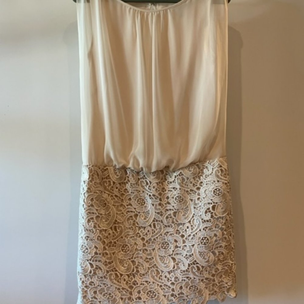 Size 2 Cream Chiffon and Lace Dress